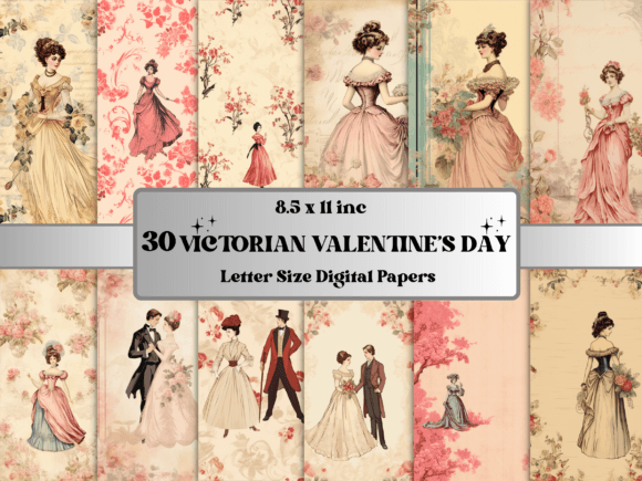 Download Victorian Valentine's Day Digital Paper - Valentine Collection